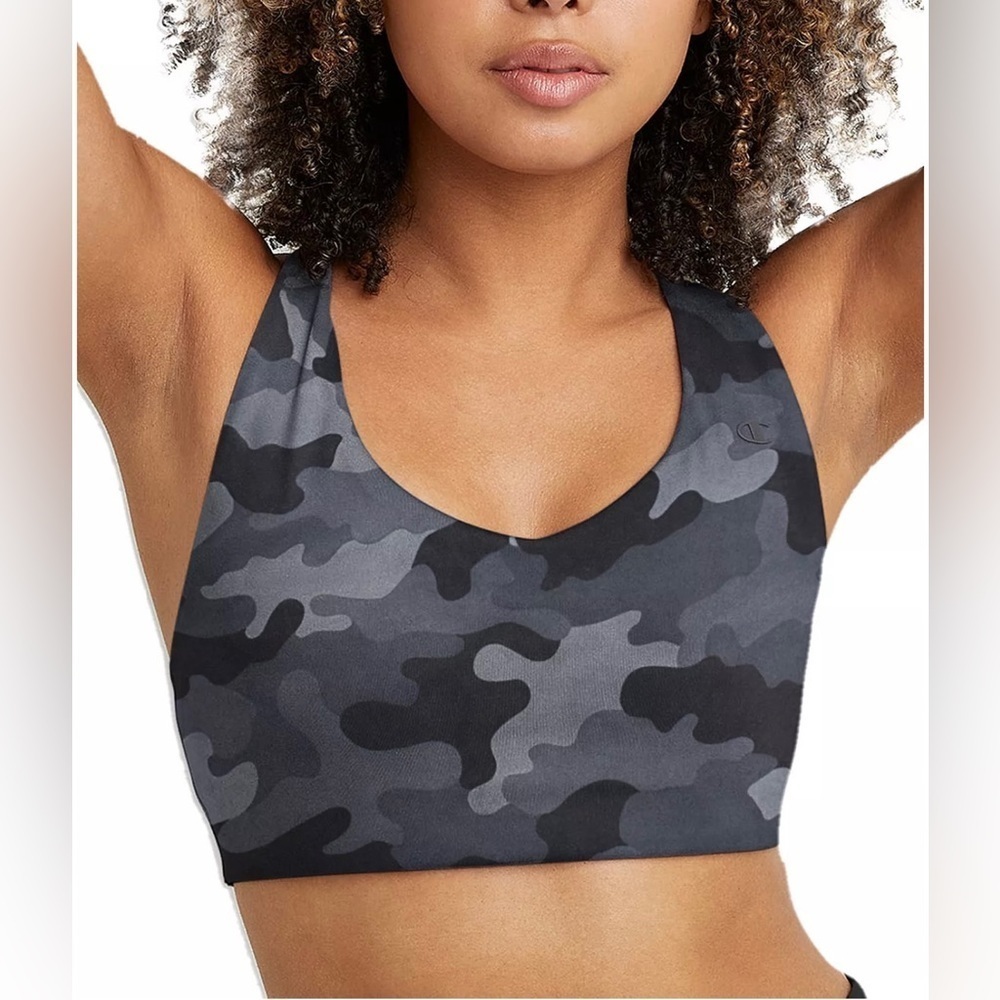 NWT Champion Sports bra black and gray camo print medium